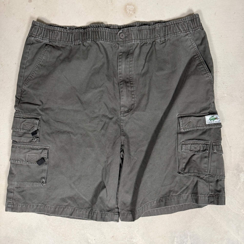 Chemise Lacoste Mens‎ Cargo Shorts XXL Charcoal Grey Vintage Elastic Waist